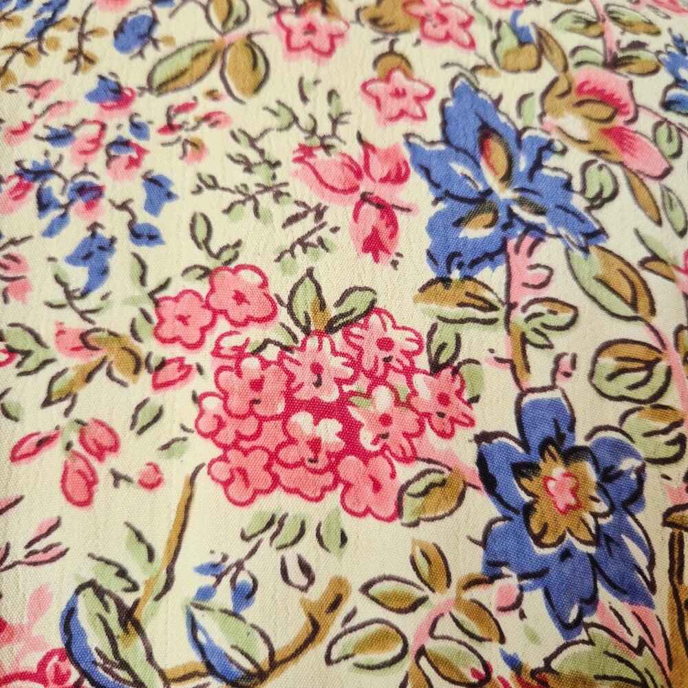 Vintage April Cornell Floral Rayon Chiffon Cottagecore Maxi Dress Cap-Sleeve - Picture 6 of 12